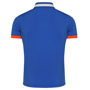Men's Blue Short Sleeve <b>Polo</b> Shirt Regular Fit Contrast Trim Casual Knitted Solid Color Design - Product Image 1