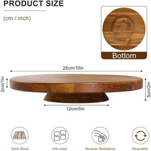 Supporto <span class=keywords><strong>per</strong></span> torta in legno di acacia, piatto da portata in legno <span class=keywords><strong>per</strong></span> antipasti e dessert, 10 pollici - Product Image 3