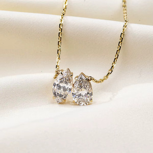 Elegante Collar con Colgante de Diamante Cultivado en Laboratorio con Corte Marquesa en Forma de Pera, Joyería de Lujo para Mujer en Oro, Oro Rosa y Oro Blanco - Product Image 5