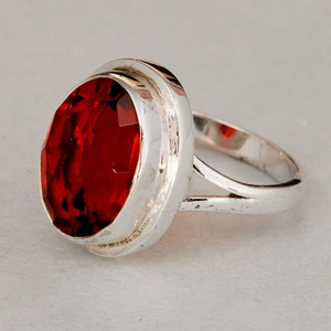 Bague en grenat naturel, pierre de naissance de janvier, bijou en pierre précieuse rouge profond, bague en grenat faite à la main, cadeau pour elle - Product Image 2