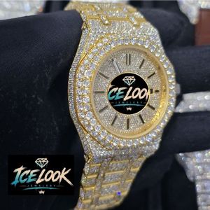 ICE LOOK นาฬิกาข้อมือผู้ชายสีเหลืองทองสุดหรู 38 มม. หน้าปัดทรงกลม ระบบควอตซ์ แสดงวันที่ ตัวล็อคแบบพับได้ หน้าปัดแซฟไฟร์ - Product Image 2
