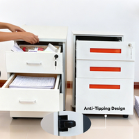 CHNSMILE Classeur moderne en acier blanc Classeur compact mobile à tiroirs en métal avec poignée encastrée et roue