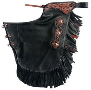 Chaps de Cuero Estilo Western para Hombre, con Flecos Turquesa y Cierre de Hebilla, Accesorio Ecuestre - Product Image 6