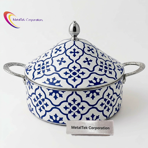 Insulated Hot Pot Stainless Steel Casserole <b>Serving</b> <b>Dish</b> with Lid Thermal Food Warmer Double Wall Stock Pot <b>Dish</b> Moroccan Design - Product Image 1