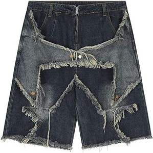 Shorts en jean pour hommes style streetwear été 2026 – Jorts personnalisés amples et déchirés – Shorts en jean respirants et décontractés pour hommes - Product Image 1