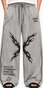 XPERT MFG. Pantalon de survêtement décontracté en molleton bouclette délavé à l'acide, coupe ample, écoresponsable, mélange coton-polyester, taille mi-haute, effet peint - Product Image 5