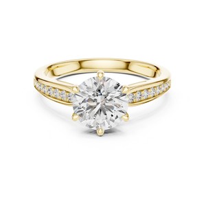 Bague solitaire en diamant de laboratoire rond de 1 à 5 carats, sertie sur 6 griffes, en or massif 18K, 14K, 10K ou argent 925, pour femme, cadeau de mariage raffiné - Product Image 3
