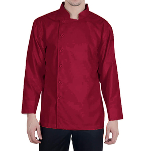 เสื้อเชฟแขนยาวสีแดงสำหรับผู้ชายพร้อมกระดุมปิดสำหรับพนักงานร้านอาหาร ชุดยูนิฟอร์มพนักงานเสิร์ฟ - Product Image 3