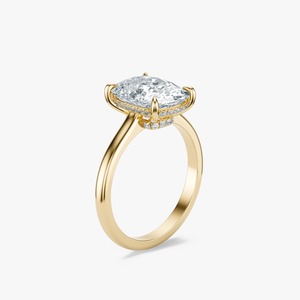 4CT Cushion Cut Diamond Solitaire Engagement <b>Ring</b> 14K Yellow Gold <b>Plain</b> Band Wholesale Custom Jewelry - Product Image 1