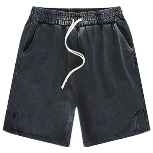 Pantalones Cortos con Cordón Ajustable, Lavado Ácido, 100% Algodón, Estilo Vintage, para Gimnasio, Ropa Deportiva, Venta al Por Mayor de Fábrica - Product Image 5