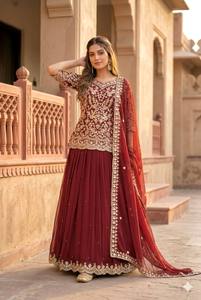 Lunching New Designer Wear Heavy Chine Sequence Work <b>Top</b> With Lehengas - Product Image 3