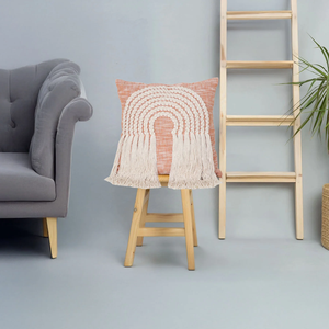 Hand Tufted Crewel Texture Boho Ivory and Orange Fringe Cushion Cover Handmade <b>Decorative</b> <b>Pillow</b> Case for Sofa Bedroom Living - Product Image 1