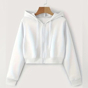 Sudadera Corta de Invierno con Texto Gráfico y Cierre Frontal, Suministro ODM, 100% Algodón - Product Image 2