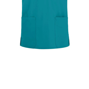 Blusa Médica Unisex con Cuello en V, Bloques de Color Verde Azulado y Negro, Manga Corta y Ribete, Uniforme para Enfermeras de Hospital - Product Image 5