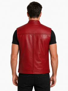 Chaleco de cuero premium para hombre con forro interior suave, costuras resistentes, forma clásica y bolsillos prácticos para montar a caballo, actividades al aire libre y uso casual. - Product Image 5