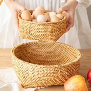 Wholesale Bulk Eco Friendly Vietnam Woven Rattan Basket Decorative Round Kitchen Food <b>Egg</b> <b>Storage</b> Baskets - Product Image 4
