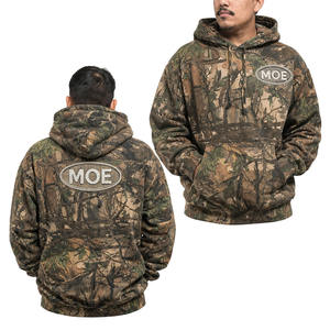 Sudadera con capucha de camuflaje con pedrería para hombre, estilo oversize vintage de algodón, streetwear de alto gramaje, OEM - Product Image 1