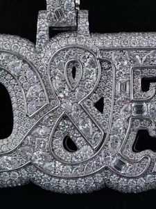 Custom Moissanite Hip Hop <b>Pendant</b> Iced Out Pass Diamond Tseter 925 <b>Silver</b> <b>Pendant</b> Personalized <b>Initial</b> Letter <b>Pendant</b> Necklace - Product Image 3
