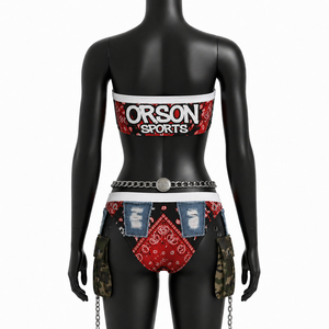 ชุดบิกินี่แบบ Bandeau ของ Orson Sports ลายผ้าพันคอ สไตล์สตรีทแวร์ เอวสูง ดีไซน์เท่ห์ เหมาะสำหรับงานเทศกาล - Product Image 5
