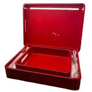 Plateau de service laqué MDF plateaux de Table à thé, ensemble de plateaux de Table à café avec poignées pour la nourriture, le petit déjeuner, boîte Laser Logo Style Superstsr - Product Image 1