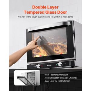 Horno Eléctrico Comercial de 66L y 4 Niveles para Encimera, 2800W, con Puerta de Vidrio Templado, Rejillas de Alambre y Bandeja con Clip - Product Image 4