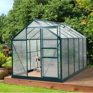 Serre de jardin en polycarbonate et aluminium résistant aux UV 10 x 6 x 7, verte et fraîche - Product Image 1