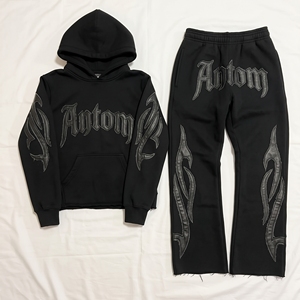Wholesale Solid Lightweight Winter Oversize Hooded <b>Tracksuit</b> Unisex Custom Logo Blank Pullover Thick Fleece 100% Cotton - Product Image 5