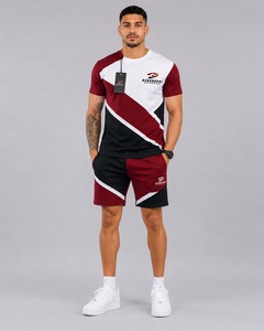 Conjunto de Ropa Casual de Verano para Hombre, 100% Algodón, Secado Rápido, Transpirable, Liso, de 2 Piezas, Pantalones Cortos Estampados, Logotipo Personalizado, para Exteriores - Product Image 1