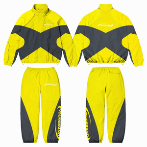 Ensemble de survêtement vintage en nylon avec logo personnalisé, nouvelle mode, ensemble de jogging 2 pièces, veste coupe-vent réfléchissante, survêtement pour hommes - Product Image 1