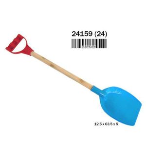Pala con manico in legno e lama in plastica blu 12,5 x 63,5 x 5 cm per giocattoli da spiaggia - Product Image 1