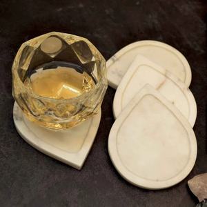 Ensemble de sous-verres en marbre blanc | Ensemble de sous-verres à vin | Outil de cuisine | Ensemble de sous-verres de luxe | Ensemble de sous-verres pour l'exportation en gros | Sous-verre pour tasse - Product Image 1