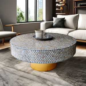 โต๊ะกาแฟ Tragrah ฝังกระดูกสีขาวโบราณแบบเรียบง่ายทำด้วยมือหรูหราส่งออกสำหรับเฟอร์นิเจอร์ห้องนั่งเล่น - Product Image 3