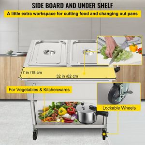 Scaldabagno elettrico commerciale professionale da tavolo a vapore in acciaio inossidabile a 2 pentole da 0 100 gradi C gamma ruote chiudibili a chiave per Catering - Product Image 6