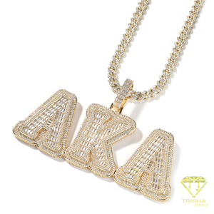 Hip Hop AKA Pendant Necklace For Men Iced Out Rhinestone Cuban <b>Chain</b> Gold Tone <b>Rapper</b> Style Streetwear Statement Jewelry - Product Image 4