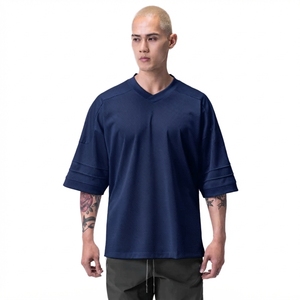 Camiseta de Baloncesto de Malla con Cuello en V y Manga Tres Cuartos para Hombre, Blanca, Ajuste Holgado, Transpirable, Ropa Deportiva para Todas las Temporadas, Color Sólido - Product Image 2