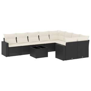 Conjunto de Sofás de Jardín en Ratán Sintético Negro con Cojines de Espuma de Alta Densidad, Muebles de Exterior de Diseño Contemporáneo - Product Image 4