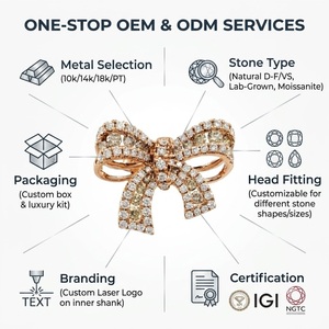 Pendientes de Lazo con Diamantes Blancos en Oro Rosa de 18K, Pendientes de Lazo con Diamantes Champagne, Joyería Personalizada OEM al por Mayor, MOQ 1 Pieza - Product Image 5