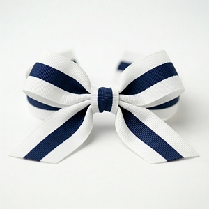 ริบบิ้นโกรเกรนสีขาวลายทางกลางสีกรมท่าขนาด 25 มม. 1 นิ้ว ขายส่ง สำหรับทำโบว์ดอกไม้ งานเย็บปักถักร้อย ของตกแต่งงานปาร์ตี้ ของขวัญ และงานประดับตกแต่ง - Product Image 5