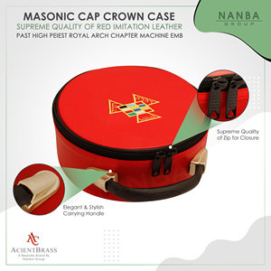 Étui en similicuir rigide rouge, spécialement conçu pour transporter et ranger un cerf-de-cheval maçonnique Royal Arch Past High Priest (PHP). - Product Image 4