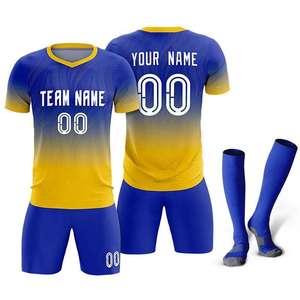 Custom Purple Yellow Soccer Jersey Set V-Neck Short Sleeve Sublimated Breathable Unisex Adult Team Apparel - Product Image 1