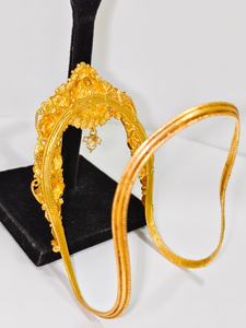 Joyería de templo Lakshmi de oro macizo de 22k, brazalete de oro amarillo auténtico, Bajuband Vanki, joyería nupcial tradicional del sur de la India para mujeres. - Product Image 3