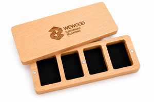 Boîte à bijoux magnétique en bois de hêtre de qualité supérieure avec logo personnalisé, 4 compartiments, OEM ODM - Product Image 4