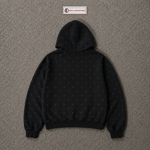 Sudadera con Capucha Negra con Gráficos de Diamantes de Imitación y Diseño de Abeja Blanca, Oversize, Estilo Urbano, de Algodón, Unisex, Vintage, para Invierno - Product Image 6