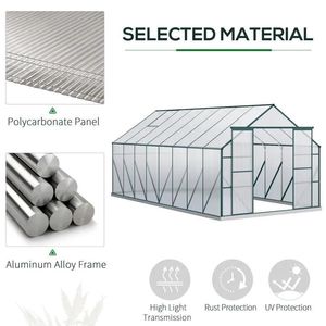 Kit de Invernadero de Aluminio de 16 x 8 Pies, Invernadero Agrícola de Policarbonato con Pasillo - Product Image 4