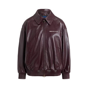 Chaqueta de piel de oveja auténtica para mujer, con cremallera completa, cuello extendido, puños y dobladillo acanalados, bolsillos con ribete, forro de cupro, OEM personalizado, otoño - Product Image 3