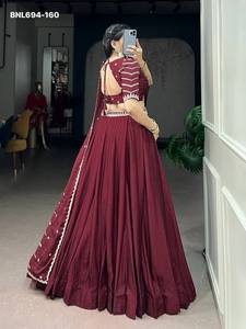 Premium Quality Rangoli Crush with Sequins-Thread Embroidered <b>work</b> <b>Belt</b> Lehenga with Choli-Dupatta Indian Supplier - Product Image 5