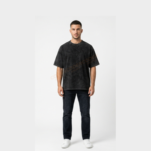 T-shirt 100% polyester/coton de haute qualité, effet délavé, style streetwear hip-hop, logo personnalisé, séchage rapide, écologique - Product Image 5
