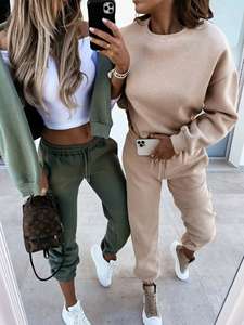 ชุดวอร์มผ้าฝ้ายมีฮู้ดสำหรับผู้หญิงชุดวอร์มสองชิ้นสำหรับฤดูหนาวออกแบบโลโก้ของคุณเอง - Product Image 1