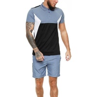 Conjunto de Pantalones Cortos de Dos Piezas para Hombre, Verano 2024, Informal, 100% Algodón, Camiseta y Pantalones Cortos de Malla, Transpirables, de Secado Rápido, Antiestáticos, Tejido de 220g