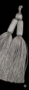 Frange décorative en polyester gris avec pompons - Product Image 2